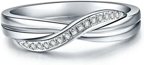 Miniatura 2 de THREE MAN Anillo de boda de plata de ley para mujer, diseño breve de estilo X, plata 925