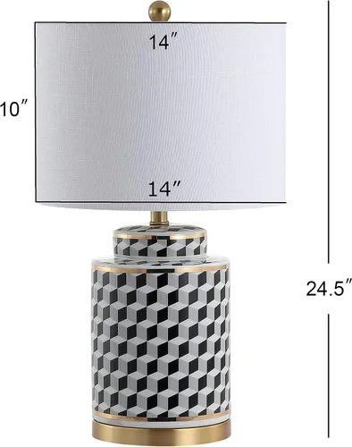 Miniatura 4 de JONATHAN Y JYL3048A - Lámpara de mesa LED de cerámica con bloque de flotación de 24.5 pulgadas, moderna lámpara de tarro de jengibre de transición