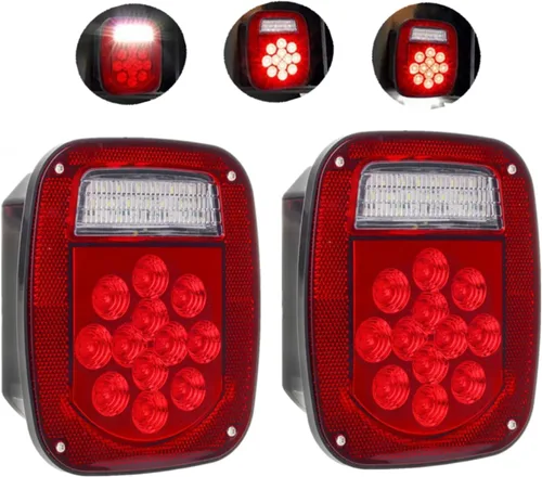 2 Luces LED de Parada, Giro y Cola Rojas y Blancas de 39 LED, Luces Marcadoras de Liquidación de Freno de Marcha Atrás Universal de Doble Color,