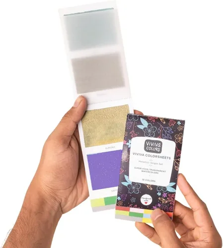 Viviva Hojas de acuarela, 10 colores metálicos, juego de pintura de acuarela de viaje para adultos, principiantes, artistas, aficionados, kit de