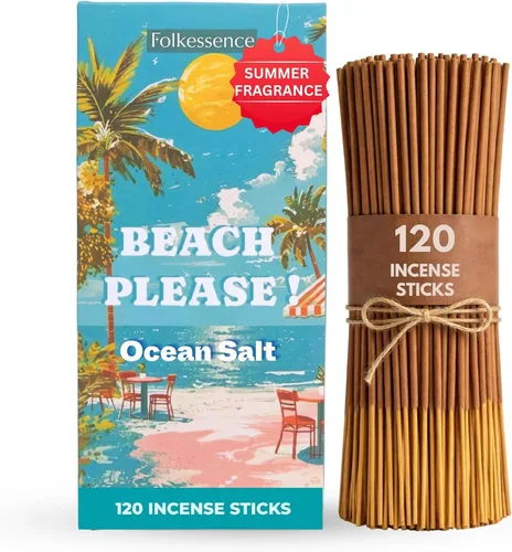 Miniatura 25 de Folkulture Juego de 6 varillas de incienso de primera calidad para playa, vacaciones de verano, sin carbón, orgánico, no tóxico, 45 minutos