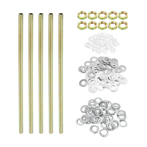 PATIKIL Kit de tubo de lámpara de rosca de 1/8 IP de 11.8 pulgadas con arandelas de tuercas de bloqueo, 1 juego de accesorios surtidos de