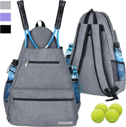 ACOSEN Bolsa de Tenis Mochila de Tenis - Bolsas de Tenis Grandes para Mujeres y Hombres para Sostener Raqueta de Tenis, Palas de Pickleball, Raqueta