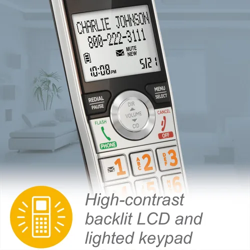 Miniatura 6 de AT&T CL83507 DECT 6.0 - Teléfono inalámbrico de 5 auriculares para el hogar con base de teclado dual, contestadora, bloqueo de llamadas, Base