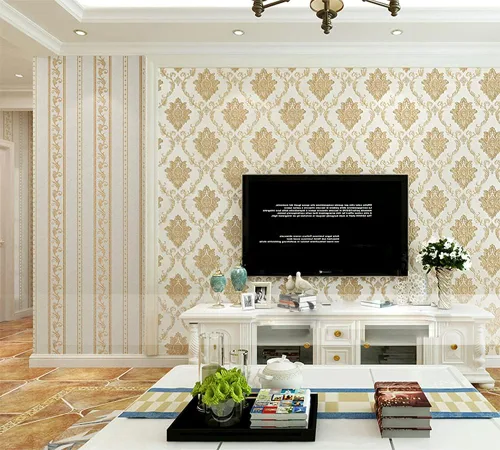 Miniatura 3 de DAWEI 3D tridimensional cóncavo-convexo tallado europeo flor alivio damasco PVC papel tapiz versión AB estudio dormitorio sala comedor TV fondo 1.73