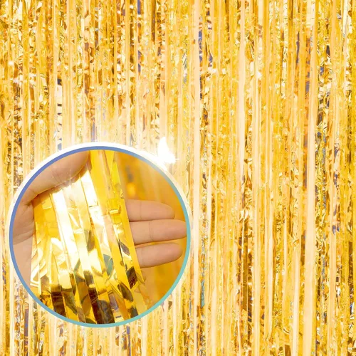 Miniatura 10 de Cortinas de fondo de flecos de aluminio de 3.3 x 8 pies, suministros de fiesta, para decoración de bodas, cabina de fotos, decoraciones de fiesta