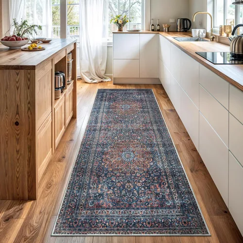 Miniatura 82 de Bloom Rugs - Alfombra lavable, antideslizante, de 1,83 x 2,74 m, color beige/blanco claro con borde tradicional, para sala de estar, dormitorio