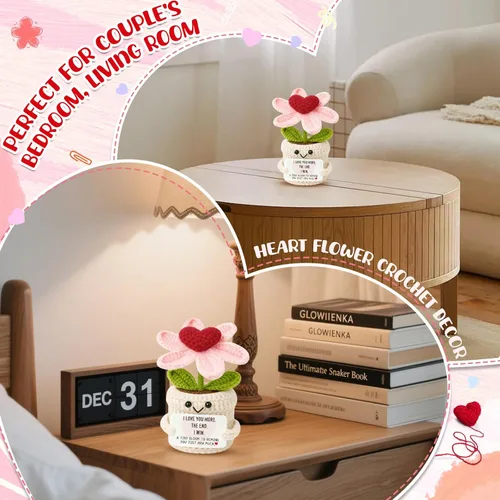 Miniatura 4 de Regalos de aniversario para mujeres, hombres, novios, novias, I Love You More Crochet Flower Parejas Regalo para él, esposa, marido, romántico, Love1