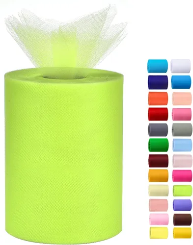 Miniatura 23 de Rollos de tul de 6 pulgadas por 100 yardas (300 pies) de tela de carrete de tul para bricolaje, faldas tutú, bodas, baby shower, manualidades