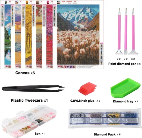 Miniatura 4 de abcGoodefg - 6 unidades de kits de pintura de diamante 5D para adultos, arte de diamante DIY, bordado de diamante, kits de arte de diamante