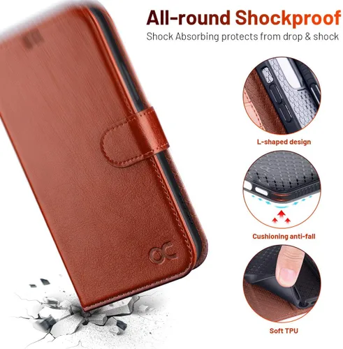 Miniatura 6 de OCASE Compatible con iPhone 12 Case/Compatible con iPhone 12 Pro Wallet Case, Funda Billetera de Piel Sintética con Tapa y Portarjetas con Bloqueo