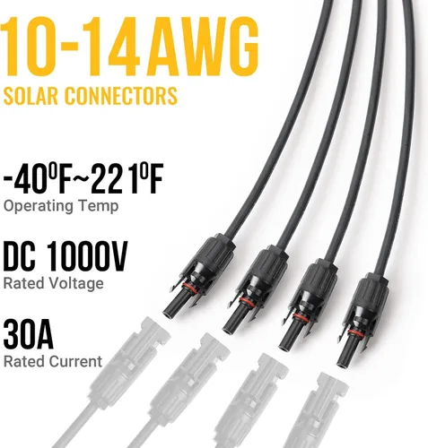 Miniatura 3 de BougeRV Conectores de rama solar Y extra largos paneles solares conectores paralelos de 1 a 4 cables solares Kit de herramientas de enchufe de cable