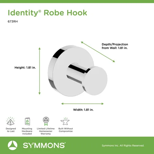Miniatura 3 de Symmons 673RH Identity - Gancho para bata montado en pared en cromo pulido Cromado