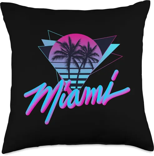 Miniatura 5 de Miami - Palm Trees - Vaperwave Synthwave 80s Style Almohada retro, 16 x 16 pulgadas, multicolor