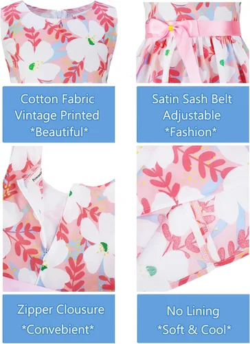 Miniatura 36 de Vestido de verano para niña, de algodón, con diseño floral