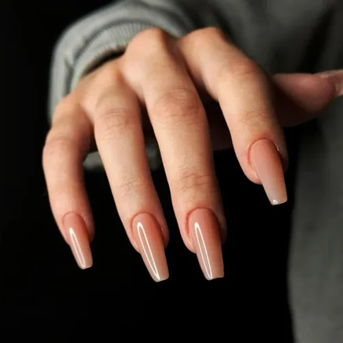 Miniatura 16 de Hkanlre - Uñas postizas cortas a presión con forma de almendra, uñas falsas de acrílico blancas brillantes, uñas postizas de cobertura completa