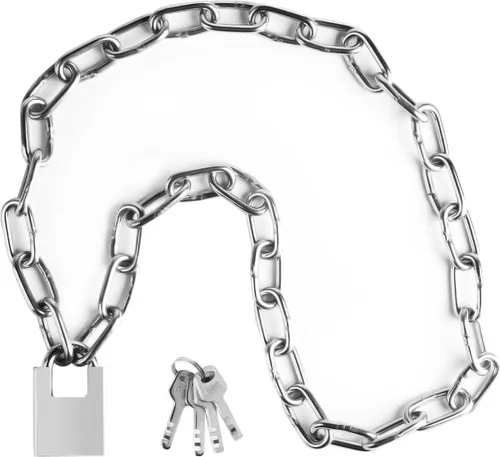 Cerradura de cadena de seguridad de acero inoxidable resistente de 40 pulgadas, cadena y cerradura de 0.197 in x 3.3 ft, cerraduras de piñón con
