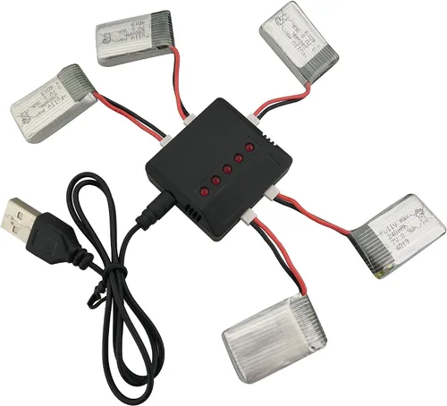 Miniatura 2 de Sea Jump 5 piezas 3.7V 240mAh batería de litio + 5 en 1 cargador para WLtoy V252 UDI U816 JXD385 H107L X11 X 11C JJ1000A H108C de cuatro ejes