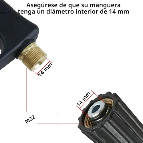 Miniatura 3 de Sooprinse Pistola de lavado de alta presión 3000 PSI Max, pistola corta de lavadora a presión con conector rápido de 1/4 pulgadas, M22-14 Negro