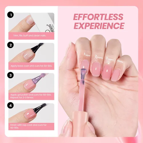 Miniatura 60 de Beetles - Esmalte de uñas de gel rosa claro, 0.5 fl oz, color rosa bebé, esmalte de gel que se absorbe con luz UV LED, arte de uñas de verano, salón