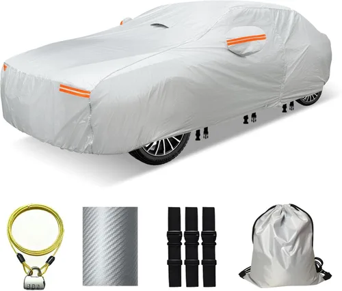 Miniatura 12 de Funda para coche SUV de 30 capas para automóviles, impermeable para todo tipo de clima, protección UV, resistente a la nieve, resistente al viento