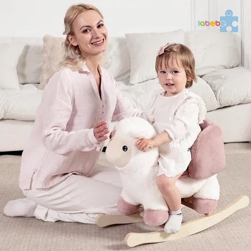 Miniatura 7 de labebe - Caballo mecedor de oveja bebé, animales mecedores de peluche para niños, balancín Ovis Aries con cinturón de seguridad para bebés de 6