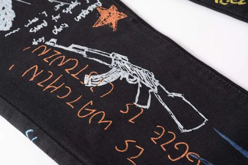 Miniatura 49 de Baylvn - Pantalones de mezclilla entallados y estampados para hombre con corte recto