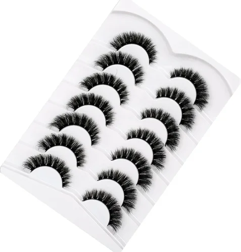 Miniatura 433 de Pooplunch - Pestañas postizas finas de visón sintético, estilo ojo de gato, naturales, cruzadas, tipo racimo, efecto 8D de volumen, tiras