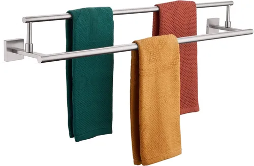Miniatura 20 de KOKOSIRI Toalleros de baño de 36 pulgadas, rieles dobles para toallas, portatollas negro mate extralargo para cocina, inodoro, acero inoxidable
