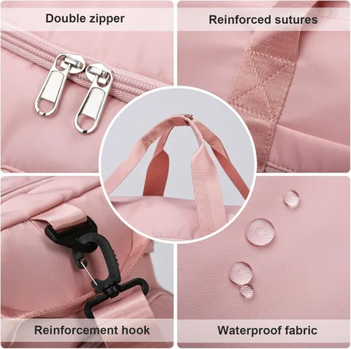 Miniatura 7 de Eslcorri Bolsa de deporte para mujeres y hombres, mochila deportiva con compartimento para zapatos y artículos húmedos, bolsa de fin de semana