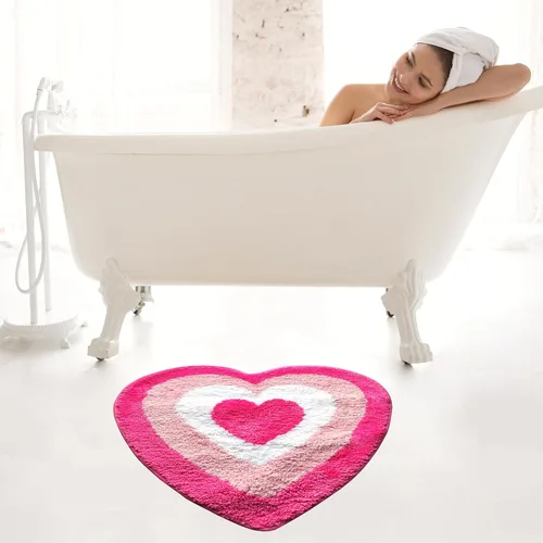 Miniatura 8 de Evovee Alfombra de baño de corazón rosa, divertida y bonita, decoración de baño, San Valentín, alfombra de ducha retro, funk, estética, divertida