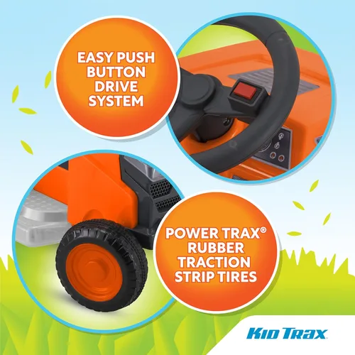 Miniatura 5 de Kid Trax Mow & Go - Corta-césped eléctrico para niños pequeños, 6 voltios, niños de 1.5 a 2.5 años, peso máximo del usuario 44 libras, naranja