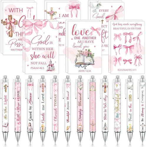 Miniatura 10 de Colarr 24 juegos de regalos cristianos a granel para mujeres, bolígrafos con versículos bíblicos de Navidad, cuadernos, bolígrafos religiosos