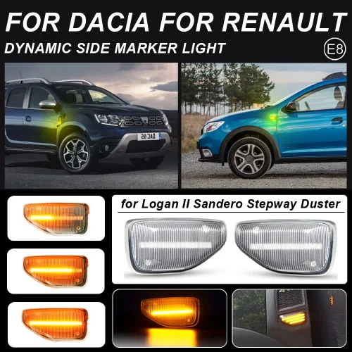 Miniatura 7 de Lámpara de señal de giro LED para guardabarros delantero, luz de marcador lateral compatible con Dacia Sandero 2 Logan 2 Duster 2 Renault Stepway
