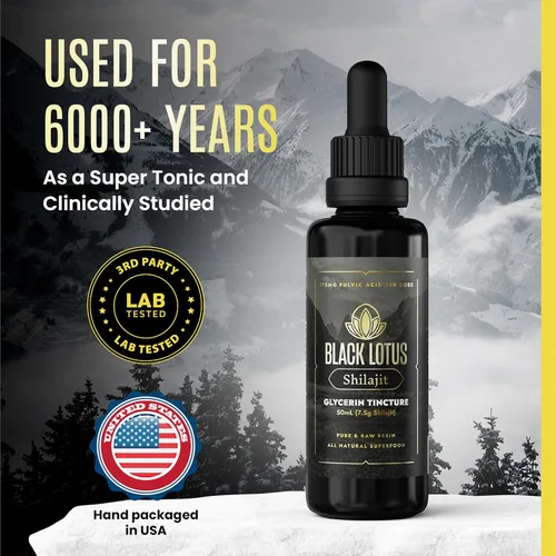 Miniatura 9 de Black Lotus - Tintura líquida de resina Shilajit pura, 1.7 fl oz, 100% Shilajit natural puro para hombres y mujeres con aminoácidos, 175 mg de ácido