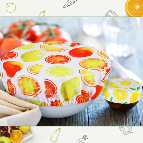 Miniatura 5 de 20 fundas para tazones de estilo veraniego, reutilizables, de tela, elásticas, para almacenamiento, tapas elásticas para recipientes, frutas