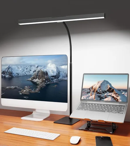 Miniatura 10 de Lámpara de escritorio LED para el hogar y la oficina con base, luz de tarea para arquitectos que cuida los ojos con cuello de ganso ajustable