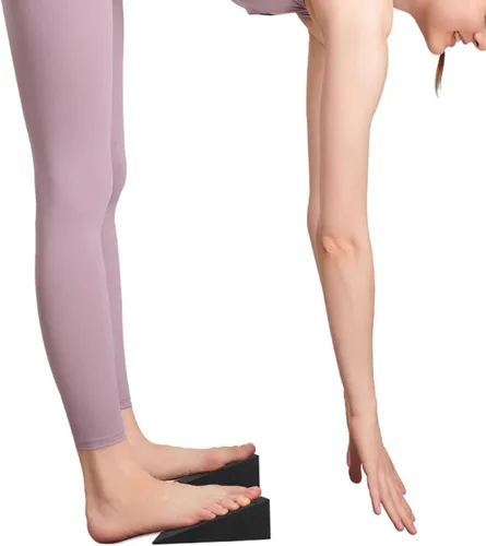 Miniatura 5 de 2 piezas de plataforma de yoga para sentadillas, bloque inclinado, antideslizante, inclinado, estirador de pantorrillas para estiramiento de pies