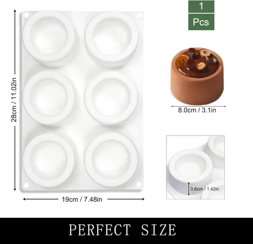 Miniatura 2 de Moldes grandes de silicona para chocolate, 6 cavidades redondas, moldes de vidrio para chupitos de hielo, galletas, dulces, postres, pudín y postre