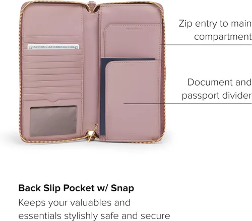 Miniatura 3 de TUMI - Cartera de viaje de piel Belden para mujer - Cartera para tarjeta y pasaporte, Rosado Perla, Cartera de viaje Belden