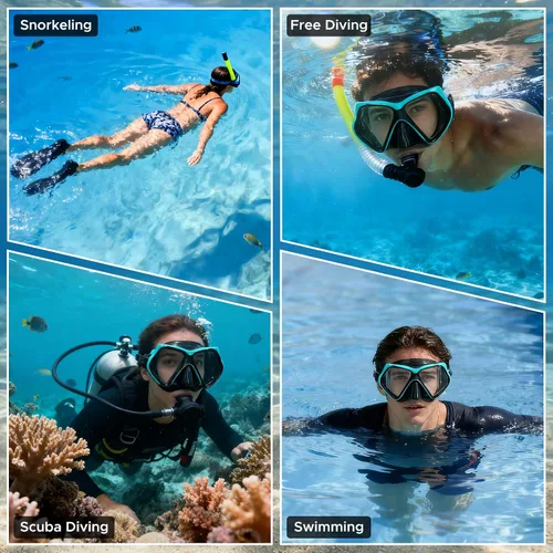 Miniatura 6 de Máscara de buceo Anti-niebla Natación Snorkel máscara para adultos Buceo Natación Snorkel Gafas Verde