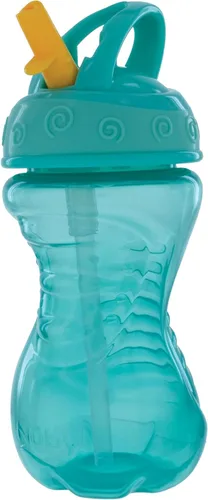 Miniatura 4 de Nuby Flip-It - Vasos duros con pajita Vari-Flo (paquete de 2) 10 onzas, resistentes a derrames, a partir de 12 meses, color aguamarina/rojo