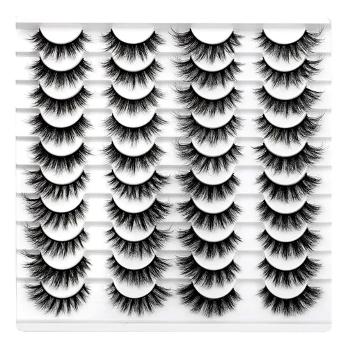 Miniatura 86 de Medias pestañas postizas con banda transparente, finas, estilo ojo de gato, naturales, cortas, pequeñas, acento 3/4, de visón sintético, tiras