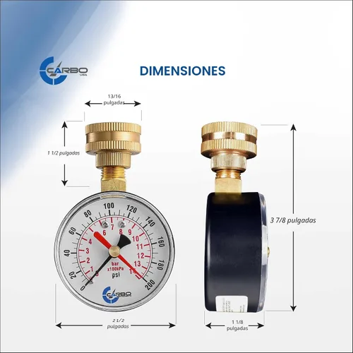 Miniatura 4 de Medidor de prueba de presión de agua de 2-1/2 pulgadas, 0-200 PSI, puntero máximo rojo, rosca de manguera hembra de 3/4 pulgadas, funda resistente a