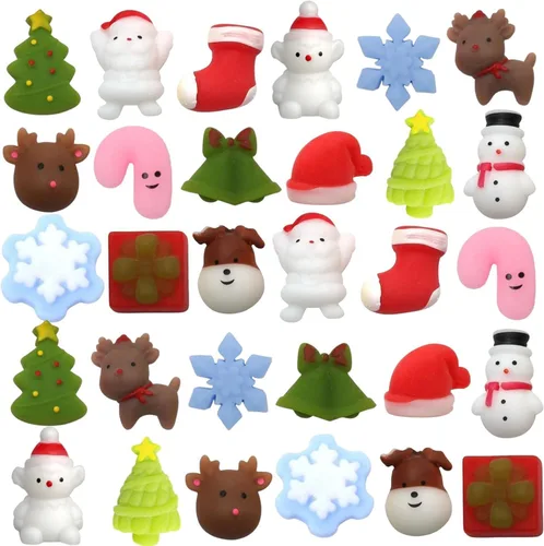 Juguetes esponjosos de Navidad Mochi Squishy, 30 piezas de juguetes de Navidad para niños, recuerdos de fiesta de Navidad, rellenos de calcetines,