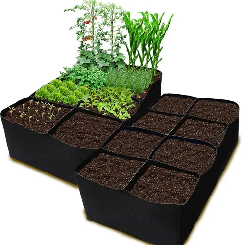 Miniatura 9 de CJGQ Bolsa de cultivo de jardín de tela elevada de 4x2x1 pies para cultivar hierbas, flores y verduras de 55 galones