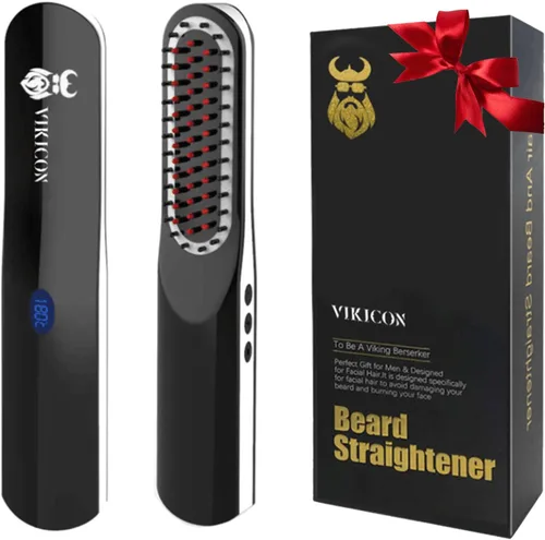 Alisador de barba, peine alisador de barba con inalámbrico/tamaño mini, apagado automático para viajes, hogar, citas, gran regalo para papá, regalo