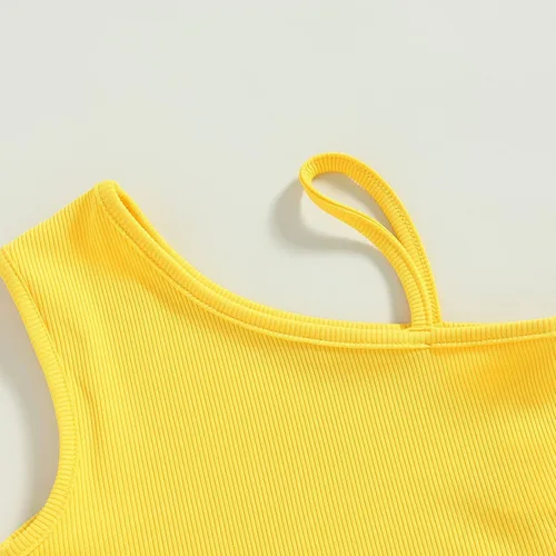 Miniatura 66 de TheFound Trajes de verano para niñas pequeñas, sin mangas, de punto acanalado, halter, pantalones cortos, ropa para recién nacidos, conjunto de 3