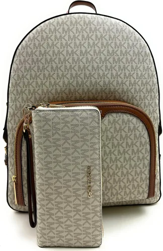 Miniatura 3 de Michael Kors Jaycee - Mochila escolar grande con cartera JST Continental, Vainilla Signature