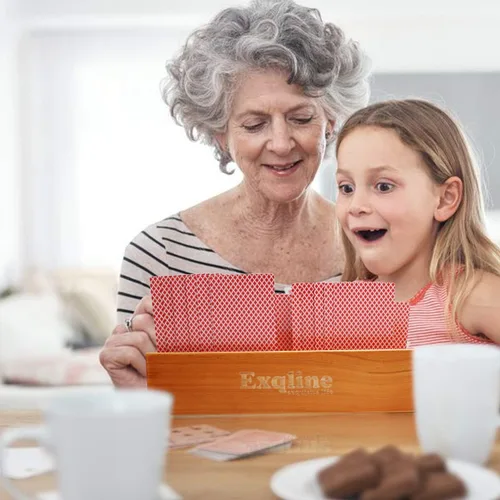 Miniatura 6 de Exqline Juego de 2 soportes de madera para naipes para niños, personas mayores y adultos, 9.84 pulgadas 3.1 pulgadas, lo suficientemente portátil